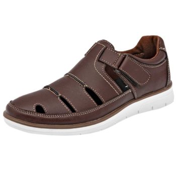 Sandalia Café Con Velcro Para Hombre, marca Moel