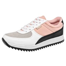 Moramora Tenis Urbano Color Blanco Gris Rosa Para Mujer,